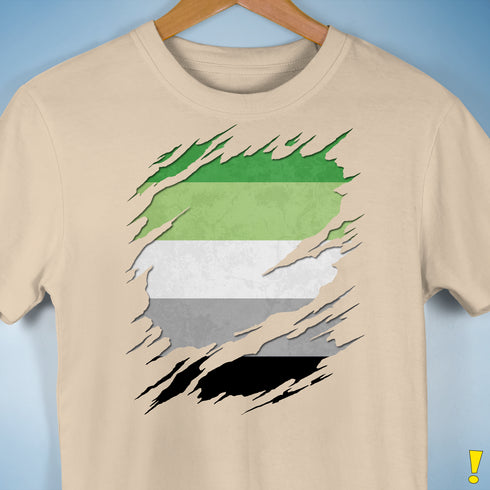 Aromantic Pride Flag Ripped Reveal Premium Unisex T-Shirt - Cream
